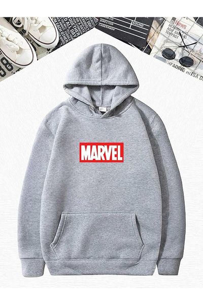 BENROMA Детски суитшърт с качулка и качулка с принт на Marvel