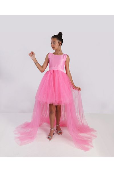 2021 NSM LİFE quality of life Girl's Fuchsia Front Short Back Long Wrap Birthday Dress