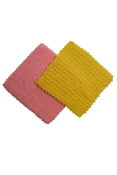Pafuli El Örgüsü Yıldız Modelli Kare 2'li Banyo Lifi Pembe - Sarı