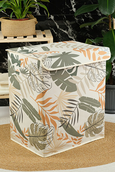 PH Prendi Home Yaprak Desen Büyük Boy Kapaklı  Kirli Çamaşır Oyuncak Düzenley...