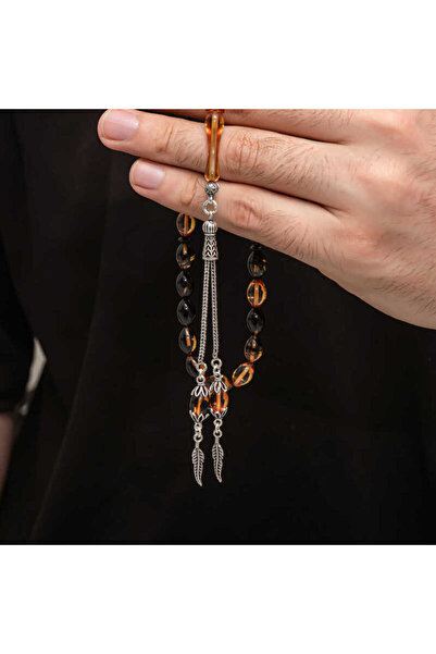 MENESSA خرز صلاة عنبر مجعد بشرابة فضية