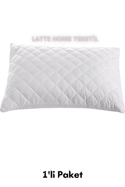 LATTE TEKSTİL Protector de pernă de culoare albă, bumbac, matlasat și saltea de pernă (50 X 70 CM) 1 bucată