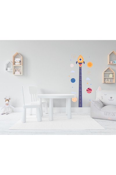 Boy Ölçer  UZAY Temalı Çocuk Odası Duvar Dekorasyon Sticker Seti