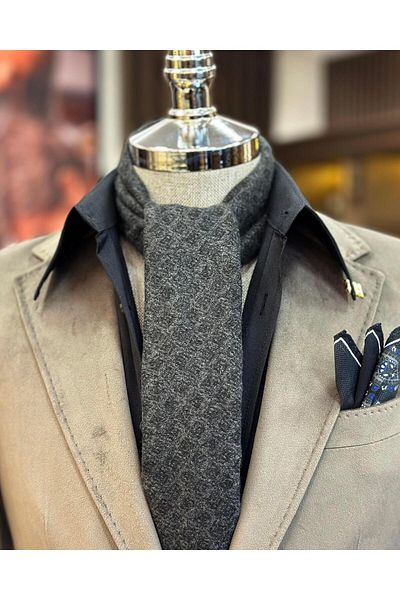 TerziAdemAltun Italian style mono collar velvet men's single jacket mink T11047