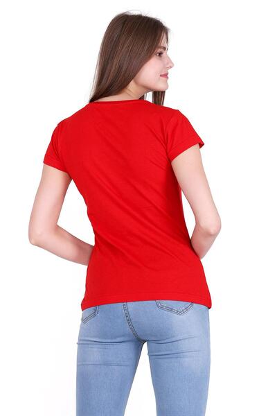 Tshirthane Turkish Flag Moon Star Printed Slim Fit Women Red T-Shirt