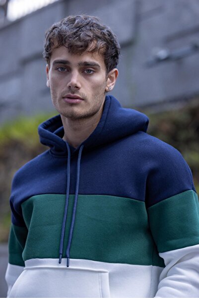 Oksit Мъжки суитшърт с качулка Luan Triple Thread Cotton Patchwork