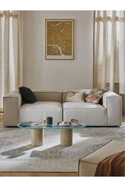 EDSY HOME Mira 2 Modüler İkili Koltuk (KIRIK BEYAZ) Keten Kumaş