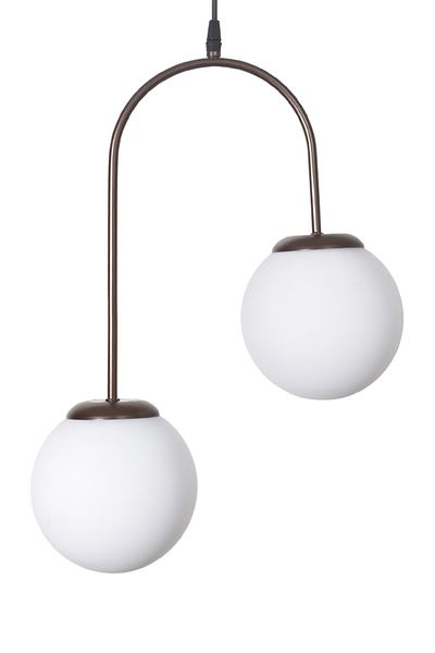 Modavize Janin Modern Living Room - Kitchen - Bedroom Pendant Lamp Brown Color Body White Glass 2 Pieces Chandelier