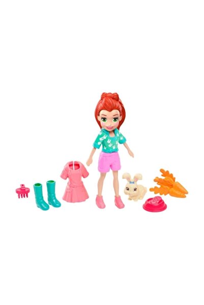 Polly Pocket ve Hayvan Dostu Oyun Seti, Hoptastic Lila Bebek, Hayvanı ve Akse...