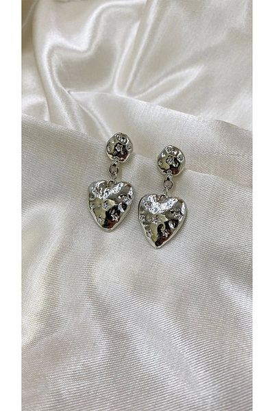 Eylülün Takısı Star Patterned Heart Women's Earrings - Dangle