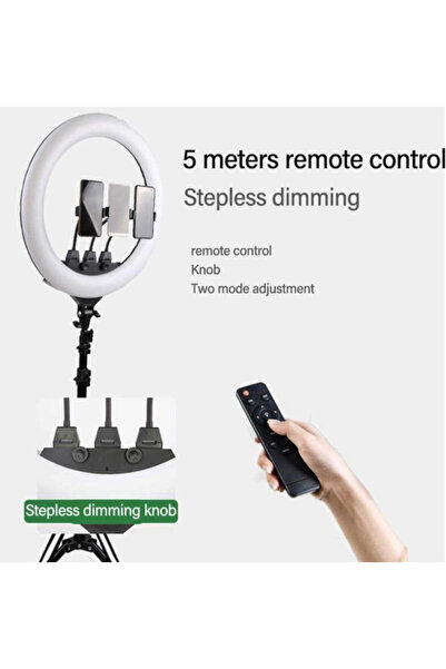 Coverzone 22 inch 56cm Aydınlatma Youtuber LED Halka Telefon Tutuculu Selfie/Yayıncı/Makyaj Işık ZB-F488