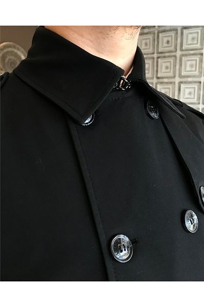 TerziAdemAltun Italian Style Slim Fit Seasonal Men's Trench Coat Black T4977
