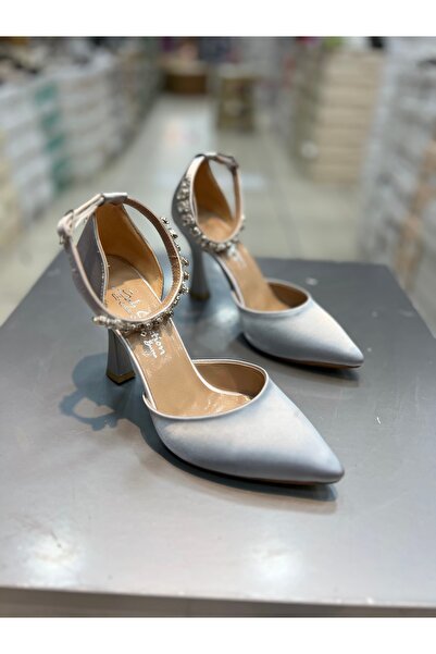 Hacıoğlu Ayakkabı Şah Saten Κομψά παπούτσια με τακούνι με πέτρες