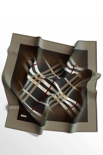 Zerruba Kahverengi Desenli Pamuk Eşarp