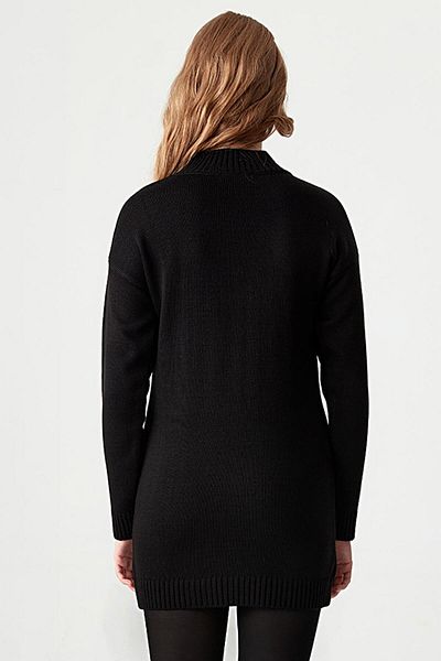 Select Moda Women's Black Half-Rise Sequin Detailed Knitwear Sweater