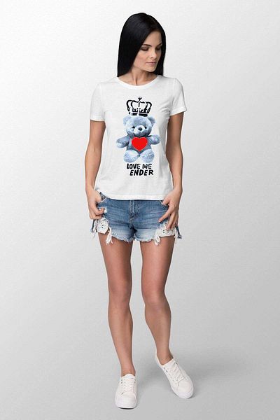 Tshirthane Γυναικείο λευκό μπλουζάκι Love Me Ender με στάμπα Slim Fit