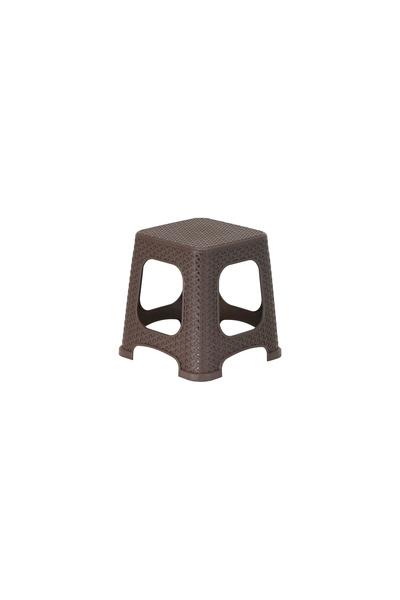 Mandella Sağlam Plastik Star Rattan Orta Tabure Kahverengi