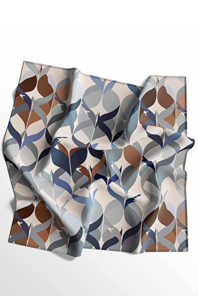 Zerruba Mavi Desenli Pamuk Eşarp