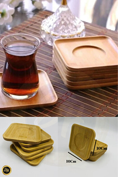 Snow Homs Kare Bambu Çay Tabağı Altlı 6 Adet