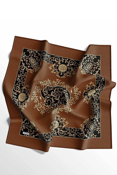 Zerruba Kahverengi Desenli Pamuk Eşarp