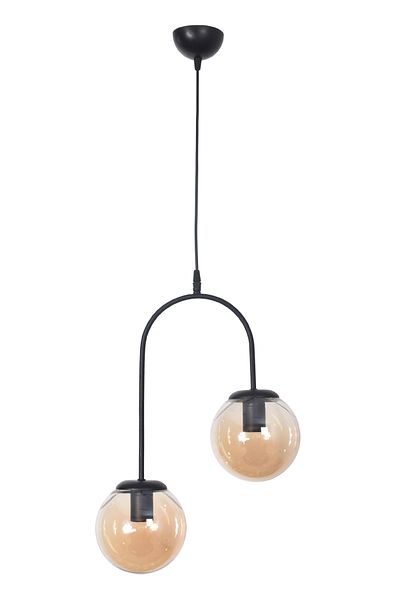 Modavize Janin Modern Living Room - Black Pendant Body Honey Glass 2-Piece Chandelier - Kitchen and Bedroom