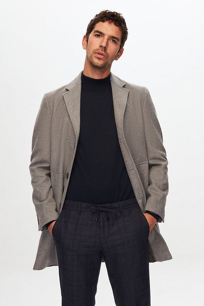 D'S Damat Γκρι παλτό Regular Fit Stamp