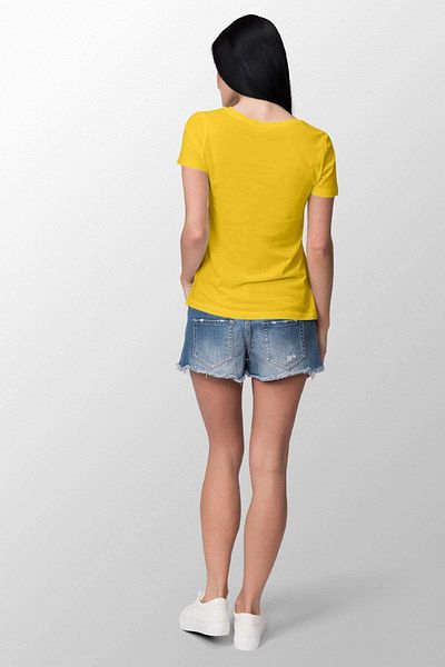Tshirthane Tricou galben pentru damă, slim fit, cu imprimeu Smile On
