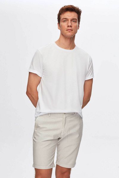 D'S Damat Μπλουζάκι Slim Fit White Crew Neck 100% βαμβακερό που αναπνέει