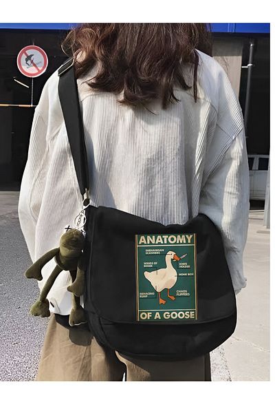 Cemira Y2k Anatomy Of A Goose Duck Tote - Geantă Messenger din pânză unisex Street Style