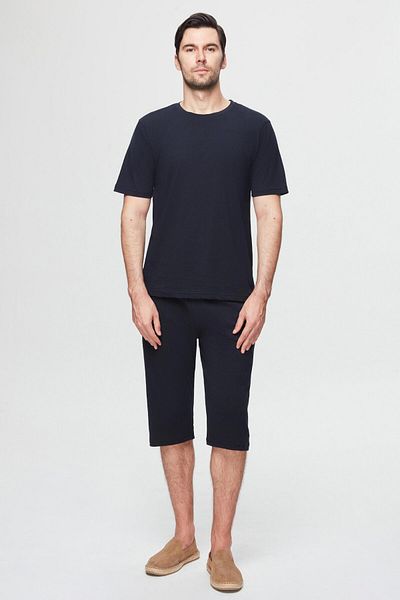 Twn Σετ πιτζάμες 2 τεμαχίων Navy Blue με κοντό μανίκι 100% βαμβάκι