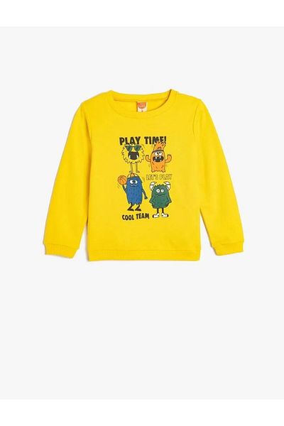 Koton Monster Patterned Baby Boy Sweatshirt - Yellow, 5Wmb10168Tk