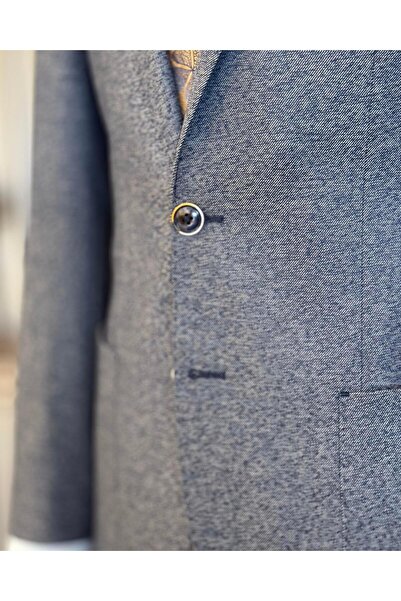 TerziAdemAltun İtalyan stil slim fit mono yaka torba cep erkek ceket lacivert T11510