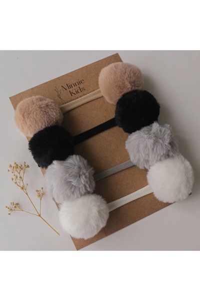 Girls 4-Piece Pompom Headband Set