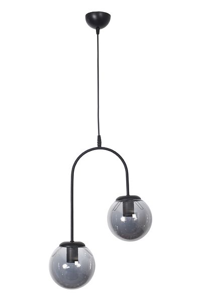 Modavize Janin Modern Living Room - Black Smoke Glass 2-Piece Chandelier - Kitchen and Bedroom Pendant Lamp