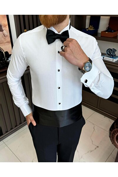 TerziAdemAltun Κοστούμι γαμπρού ιταλικής κοπής Ανδρικό πουκάμισο με γιακά αλόγου T7217