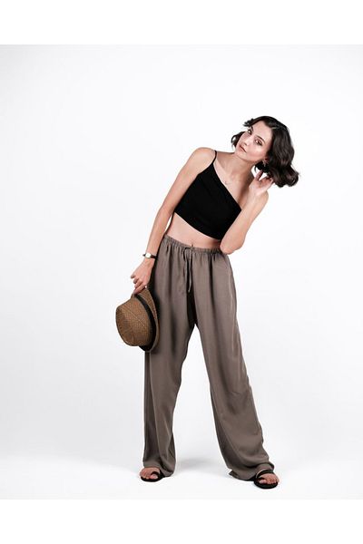 feminen Scuti Dark Mink Linen Trousers