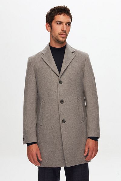 D'S Damat Γκρι παλτό Regular Fit Stamp