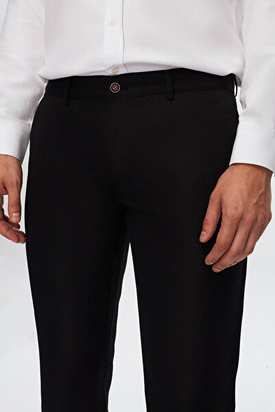 D'S Damat Black Slim Fit Cotton Chino Pants - Dobby and Side Pocket