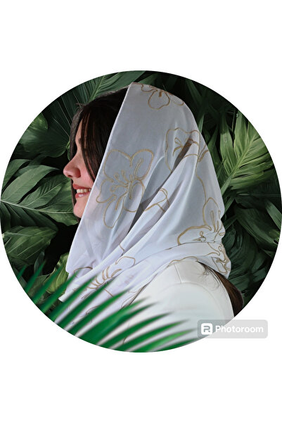 Yuss Nakışlı Abiye Şal Mevlüt Örtüsü (BEYAZ)