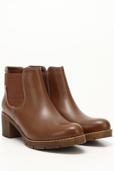 GÖNDERİ(R) Women's Tan Thick Heeled Chelsea Boots