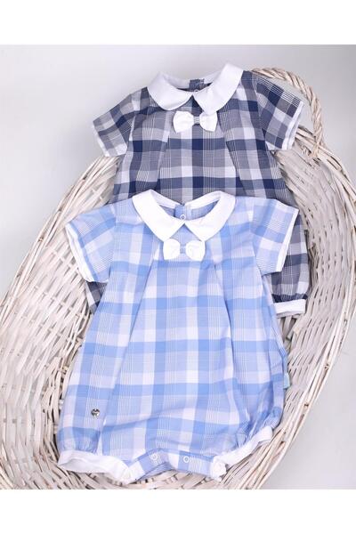 miabambim Plaid Shorts Jumpsuit Blue