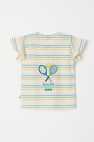 Woody Cotton Baby Girl Pajamas-Psg - 910-Lion Themed Striped Ecru