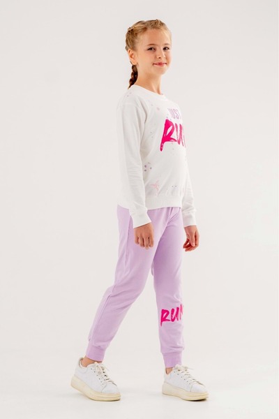 coppa kids 6 Years Old Seasonal Coppa Run Printed Girl-Boy Set - Ecru/Lilac - Frnd00000003-94