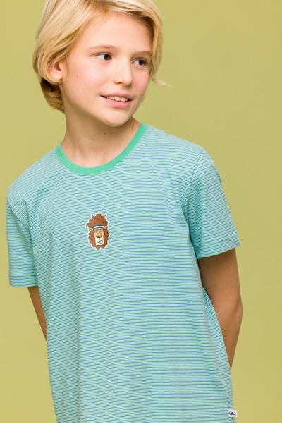 Woody 2-8 Years Old Boy Pajamas-Pza - 911-Lion Themed Striped Blue