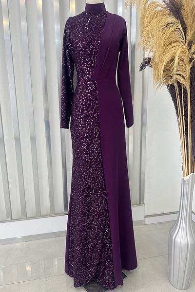 Esilanur Azalea Hijab Evening Dress Plum
