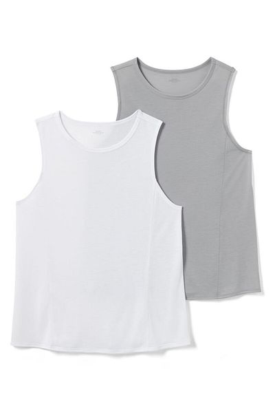 Tchibo Women 2 Pack Round Neck Sleeveless Plain Tank Top, White