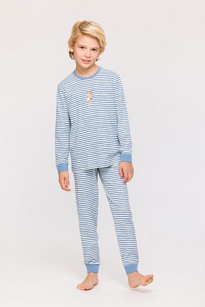 Woody 10-16leté chlapecké pyžamo-plc - 921-Sea Themed Striped Blue