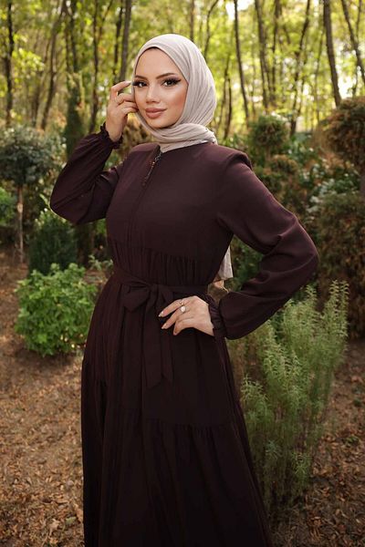 Moda Hayme 3-слойна набраздена мединска абая коприна