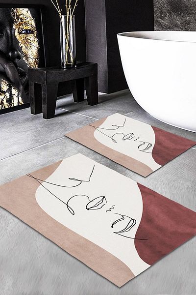 Evmila Set de covoare din 2 piese cu model modern (60x100/40x60) Set de covoare de baie