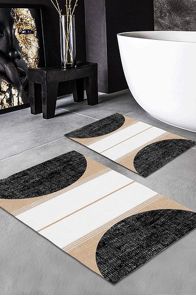 Evmila Set de covoare din 2 piese cu model modern (60x100/40x60) Set de covoare de baie